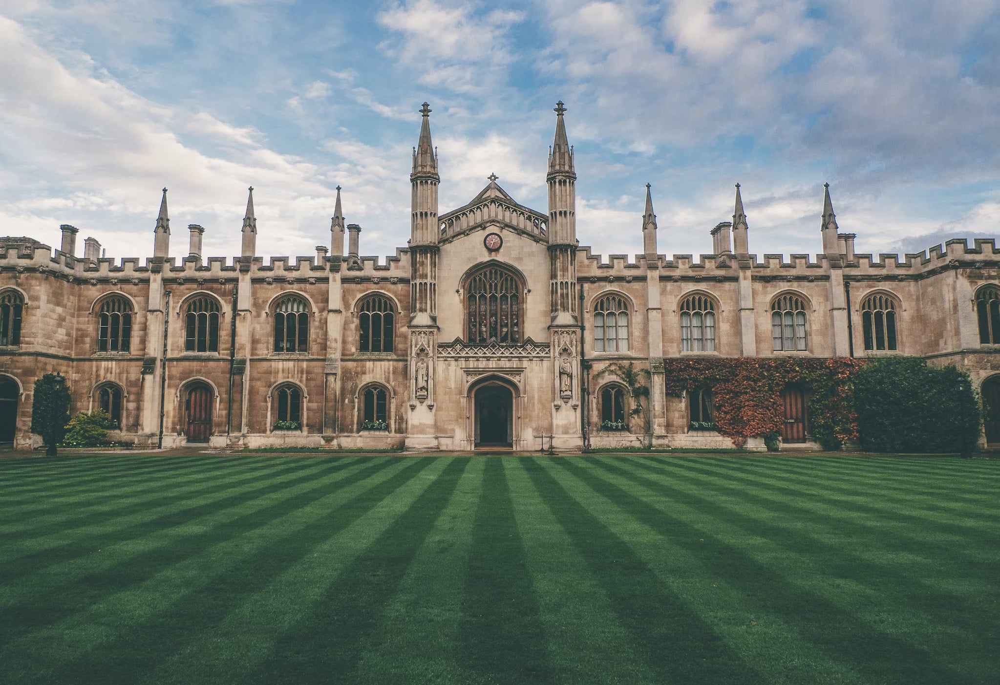 a prestigious university with manicured lawn