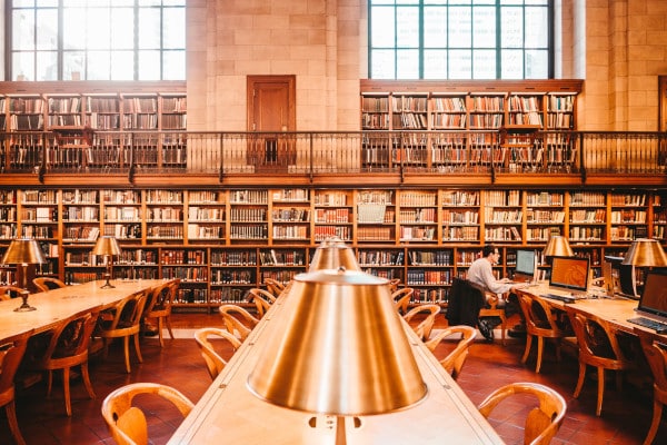 People studying in library