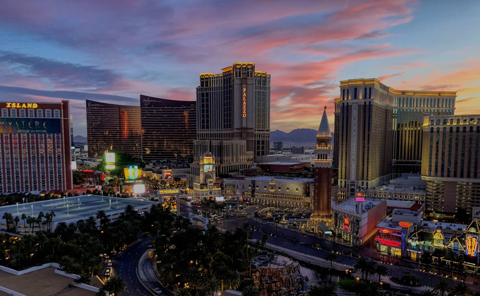 Las Vegas cityscape, featuring the Venetian